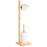 Suport Hartie Igienica Vilde Bambus cu Depozitare 3 Role, 70cm, Stativ WC, Baza Stabila, Design Modern