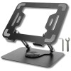 Suport Laptop Reglabil, Baza Rotativa 360&deg;, Anti-Alunecare, Disipare Caldura, Pliabil, 10-16&quot;, Metal, Cheie si Imbus, Negru