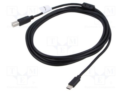 Cablu USB 2.0 USB B la USB C 3m negru LANBERG foto