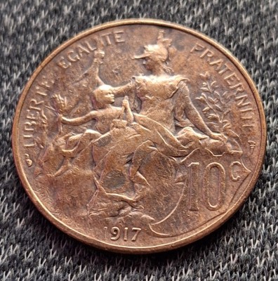Franta 10 centime 1917 foto
