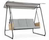 Balansoar de gradina 3 locuri Easy, Bizzotto, 210x138x182 cm, otel/tesatura Oxford, natural/gri