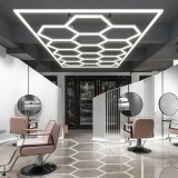 Cumpara ieftin Lumina LED Hexagonala Barber Shop 14 Module + Rama 484x243 cm , Iluminare Moderna Barber Shop Salon Frizerie 672W
