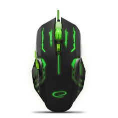 Mouse optic cu fir Esperanza Apache, 800/1200/1600/2400dpi, 6 butoane, 12,8 x 3,4 x 7,3cm, negru/verde