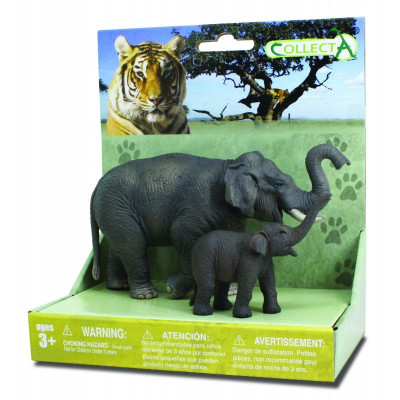 Set 2 Figurine Elefant Asiatic cu pui Collecta foto