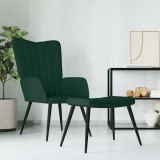 vidaXL Scaun de relaxare cu taburet, verde &icirc;nchis, catifea 327690