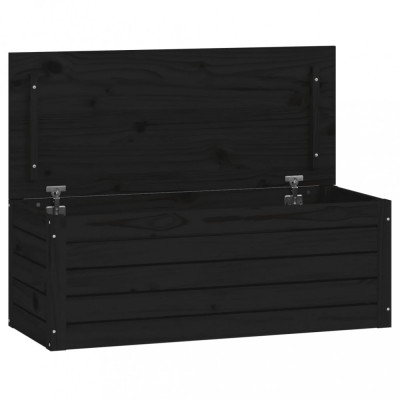 Cutie de depozitare, negru, 89x36,5x33 cm, lemn masiv de pin foto