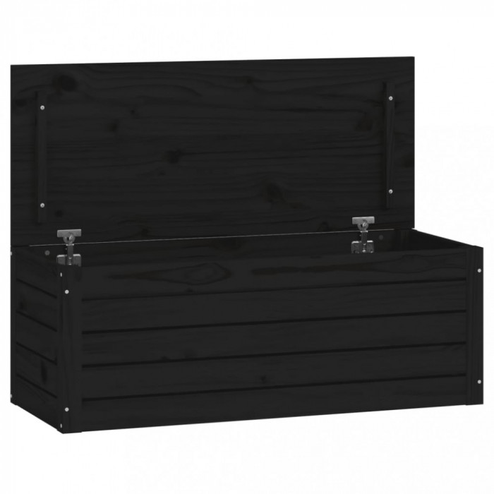 Cutie de depozitare, negru, 89x36,5x33 cm, lemn masiv de pin