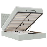 Cumpara ieftin Cadru de pat otoman cu saltele Gri deschis 140x190cm catifea