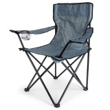 Scaun de camping pliabil cu suport pentru pahar &ndash; capacitate 110 kg, culoare gri Handy KitchenServ