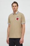 Aeronautica Militare polo de bumbac culoarea bej, cu imprimeu