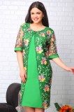 Rochie Ocazie Yves Selia Verde Deschis, Tull Brodat Floral, Marimea 44, Lungime 110-118cm
