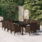 Gossi set mobilier de gradina, 11 piese, maro, poliratan