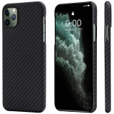 Husa Fibra Aramida Pitaka MagEZ pentru Apple iPhone 11 Pro, Car Case Magnet, Tesatura diagonala (Twill), Neagra Gri KI1102