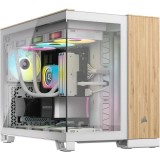 Carcasa corsair 2500x micro atx dual chamber white/bamboo wood tempered glass matx cooling layout: top: