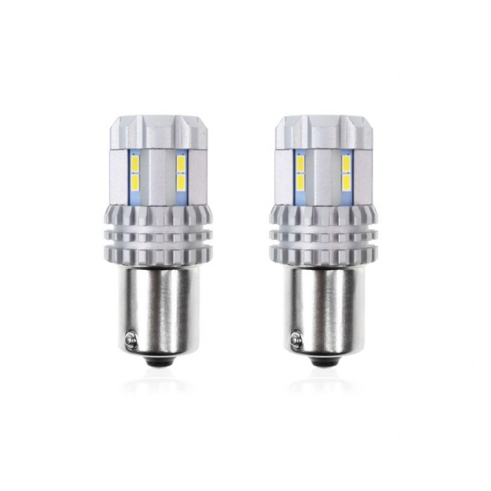 Set becuri auto cu LED CANBUS compatibil P21 R5W/R10W 22 SMD Alb 12V/24V,