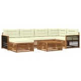 vidaXL Set de canapele de exterior cu pernă 7 pcs Natural și Crem 3383593