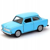 Macheta Trabant 601 1:34 Welly albastra replica metal cu usi deschise si mecanism pull back fara cutie proprie