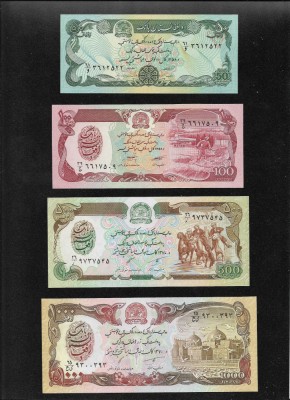 Set Afganistan 50 + 100 + 500 + 1000 afganis unc foto