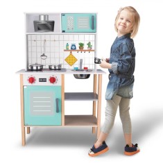 Bucătărie Jucărie Lemn, Role and Play, Lumină și Sunet, Accesorii Metalice, 60x30x92.5cm, Multicolor