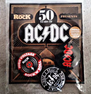 ACDC 50 ani 3 insigne aniversare 2.2 cm pins original nou deosebit badget rock foto