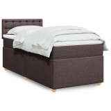 VidaXL Pat box spring cu saltea, maro &icirc;nchis, 100x200 cm, textil