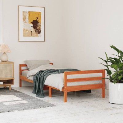 vidaXL Cadru de pat fără saltea maro ceruit 80x200 cm lemn masiv pin 844486 foto