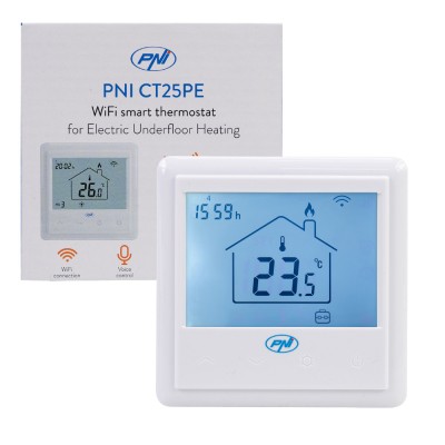 Aproape nou: Termostat inteligent incastrabil PNI CT25PE WiFi, control prin interne foto
