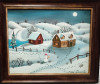 Arta naiva Iarna, 30 x 24 cm, Peisaje, Ulei, Art Deco