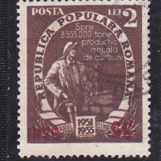 ROMANIA 1952 Planul Cincinal 35 Bani pe 2 Lei SUPTATIPAT RASTURNAT, stampilat