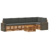 vidaXL Set canapea sectională cu pernă 7 pcs Natural și Antracit 3384458
