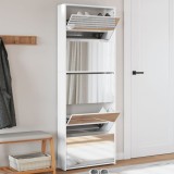 vidaXL Pantofar cu oglindă 5 niveluri, alb extralucios, 63x17x169,5 cm