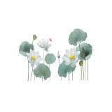 Sticker Autocolant Decorativ pentru Living si Camera, Flori de Lotus, 180 x 90 cm Verde 90 cm 180 cm 90 cm Verde 2 Folie