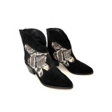 Ciocate dama din piele intoarsa Black Ara cu insertie piele snake