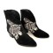 Ciocate dama din piele intoarsa Black Ara cu insertie piele snake