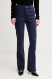Sisley pantaloni femei, culoarea bleumarin, drept, high waist, 49MALF05G