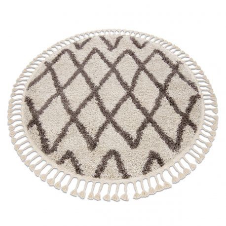 Covor Berber BENI cerc cremă Franjuri shaggy, cerc 120 cm