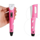 Cumpara ieftin Creion 3D cu filament, roz alb, set complet 1.75 mm, 20 culori, 110 m, ecran LCD, temperatura reglabila, duza ceramica