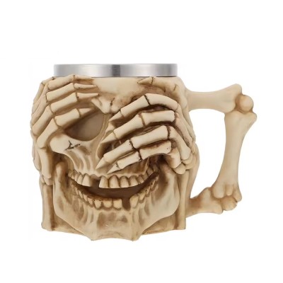 Set 2 Halbe de bere Skeleton 400 ml, inox+rasina, Bej foto