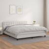 VidaXL Pat box spring cu saltea, alb, 180x200 cm, piele ecologică 3141138