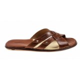 Papuci Barbati Piele Naturala Berende BRD312CON Coniac - Sandale Barbati Design Modern, Confortabile, Rezistente - Calapod Romanesc