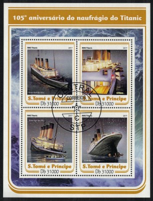 S. TOME E PRINCIPE 2017 - Titanic, aniv. 105 ani /set complet - bloc + colita (2 imagini) foto