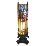 Cumpara ieftin Veioza cu baza din polirasina neagra si abajur din sticla Tiffany 10x10x33 cm