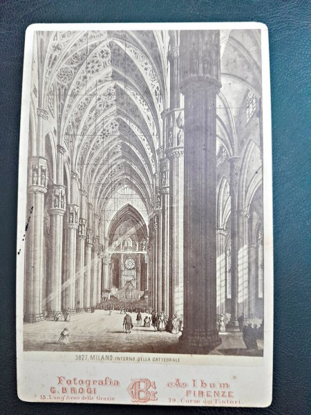 Fotografie pe carton, interior din Catedrala din Milano, cca 1900