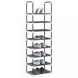 VidaXL Suport pantofi 8 niveluri, negru, 44x28x145 cm, țesătură nețesă
