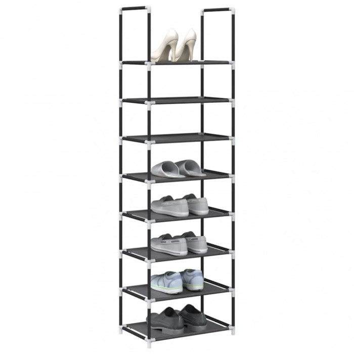 Gossi suport pantofi 8 niveluri, negru, 44x28x145 cm, tesatura netesa