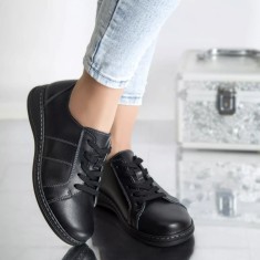 Pantofi casual bety negru piele naturala, 36