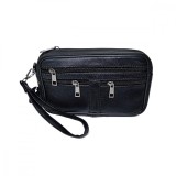 Cumpara ieftin Borseta barbateasca, neagra, din piele naturala, maner detasabil de mana, compartiment principal 22 x 14, Magrot 24036