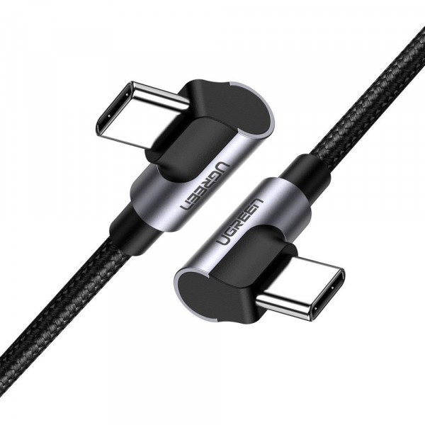 Cablu Date si Incarcare USB-C - USB-C UGREEN US323 Angled, 60W, 1m, Negru