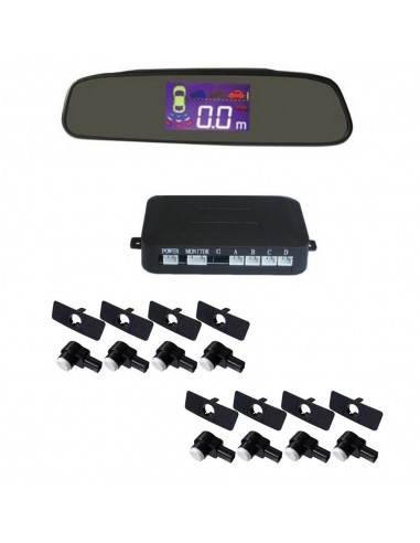 Senzori parcare fata spate cu 8 senzori cu display in oglinda S502-8 tip OEM de 16.5mm Argintiu