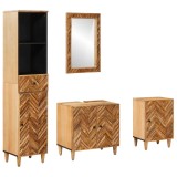 vidaXL Set dulap baie cu sertar Pe perete 4 pcs Lemn de mango solid 3310179